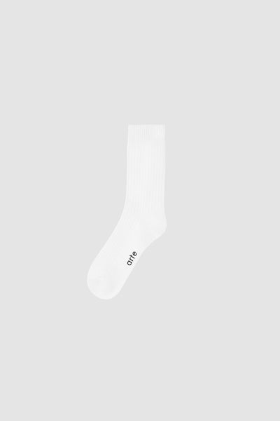 Bottom Logo Socks - White